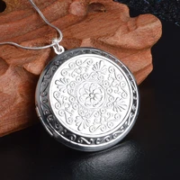 vintage earl palace 925 sterling silver chain round locket pendant necklace photo collar necklaces valentines day gift