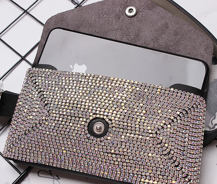 BLINGBLING, Полностью украшенные стразы, сумки на пояс для женщин, съемный пояс из искусственной кожи, сумка для телефона, женская сумка