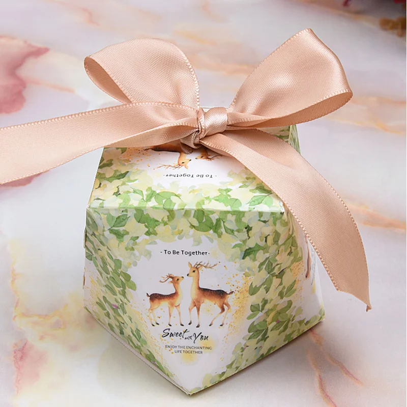 50 шт Европейский алмаз коробка конфет на свадьбу с лентой шоколадное печенье