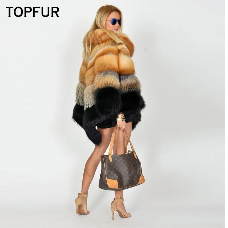 TOPFUR Real Fur Coat Women Natural Fox Fur Cape Women Cape Shawl Real Red Fox Fur Cape Shawl Bat Sleeved Fox Fur Cape Streetwear