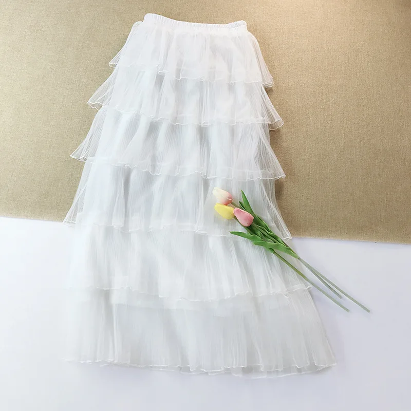 Новинка 2019 модная однотонная Макси-юбка с высокой талией и деревянными ушками