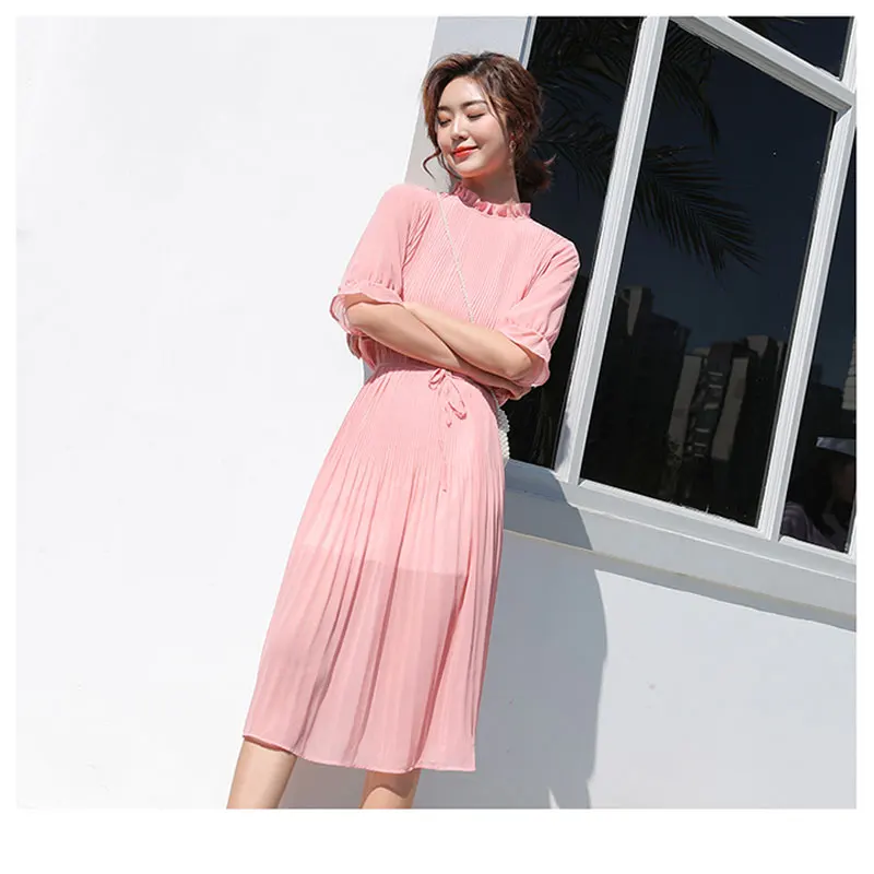 2019 Летняя женская одежда воротник в виде листьев лотоса с короткими рукавами