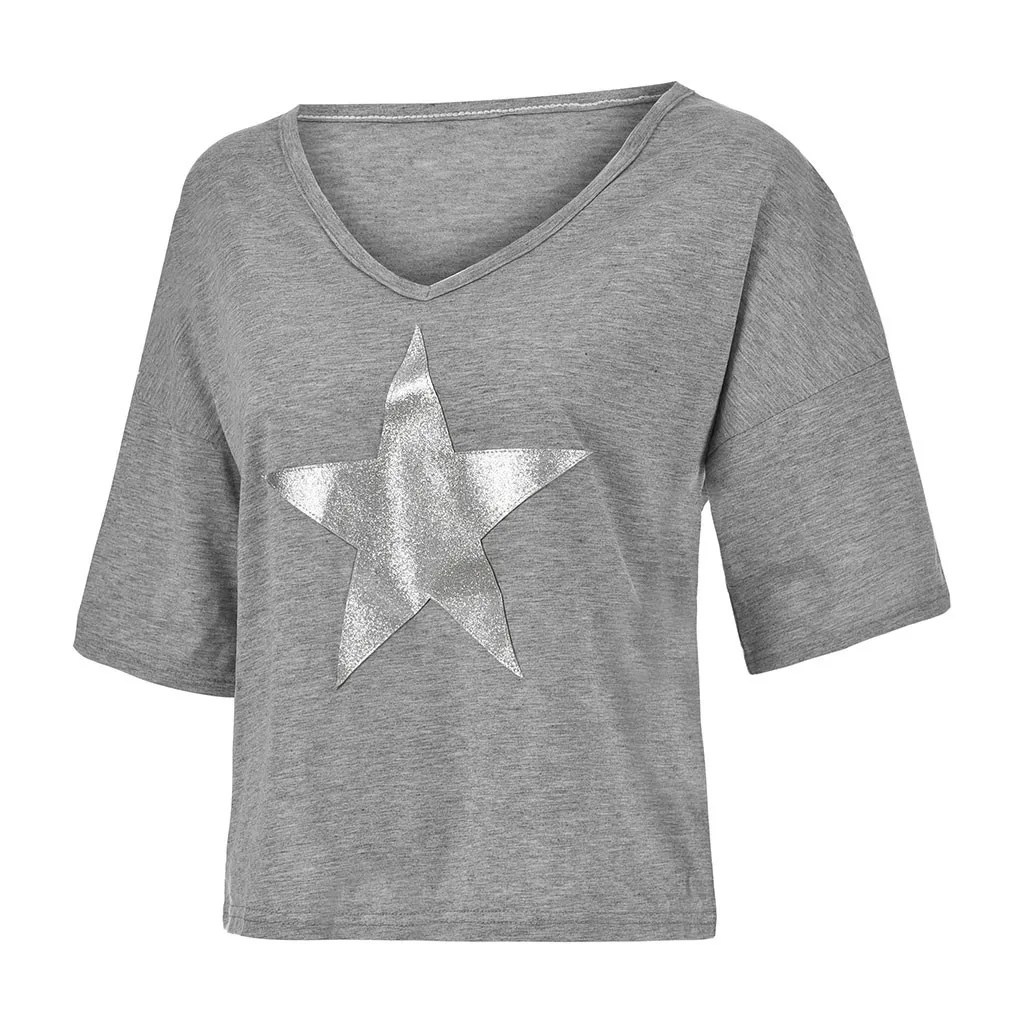 Женская футболка SAGACE летняя Свободная блузка с треугольным вырезом для