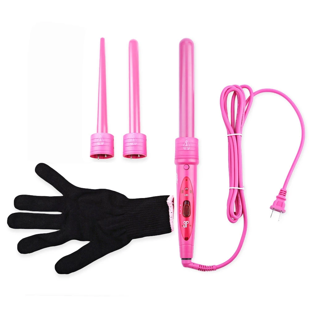 Pink US Plug Curler DODO, 3 в 1, щипцы для завивки волос, для ухода, для укладки, щипцы для завивки, сменные, 3 части, зажим, утюжок для завивки волос, набор, инструмент для завивки волос - Цвет: Pink US Plug Curler