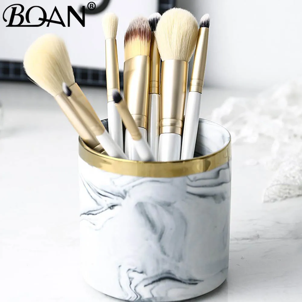 Gris white white Акриловый гелевый держатель для кистей для ногтей с мраморным отверстием, круглая подставка, держатель кистей для макияжа, для демонстрации дизайна ногтей, маникюра - Цвет: Gris white white