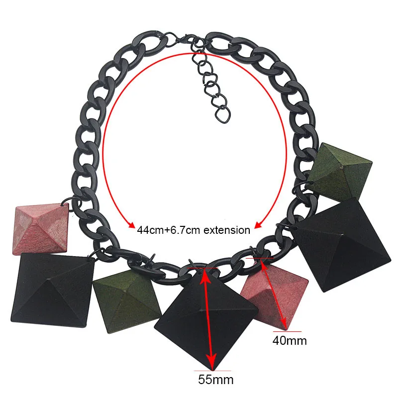 Женское Ожерелье чокер GROWYEARTrendy разноцветное геометрическое дерево черная