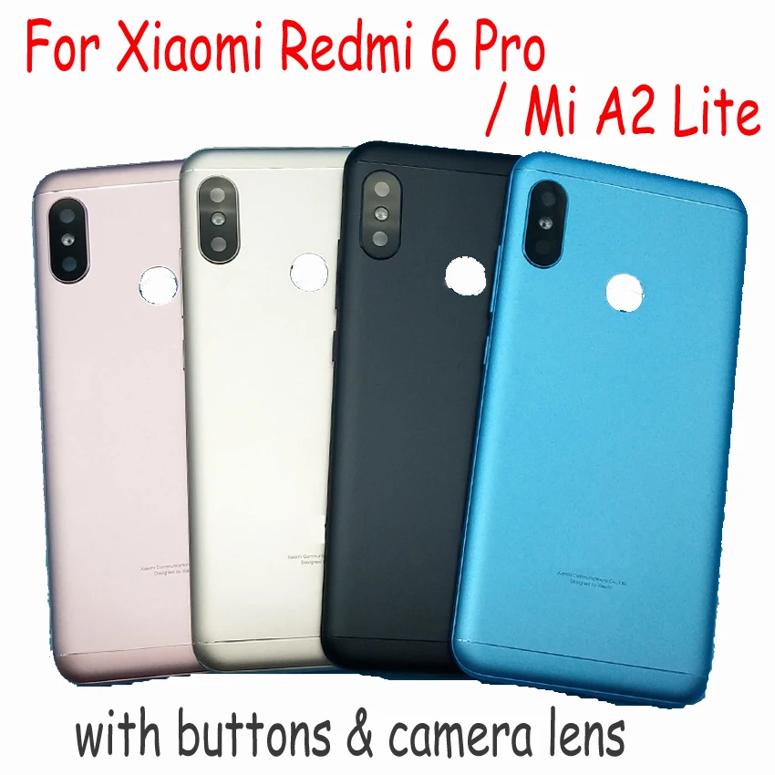 Чехол для Xiaomi Redmi S2, Y2, 6 PRO, Note, 5 plus, задняя крышка на батарейке, чехол с кнопками и стеклом для камеры, запасные части