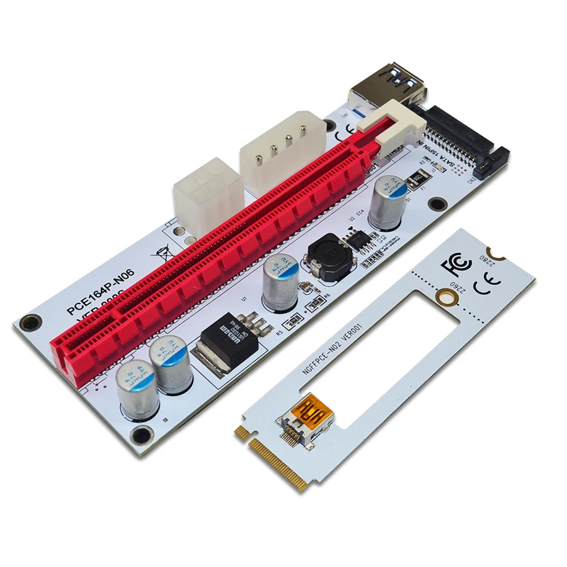 Переходная карта M.2 NGFF на PCI E X16 разъем для майнинга m.2 Райзер с sata 6pin 4pin molex