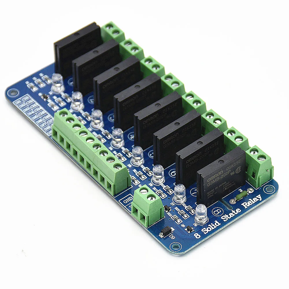 8 канальный 5V твердотельные реле зарядная Модульная плата печатной плате синего