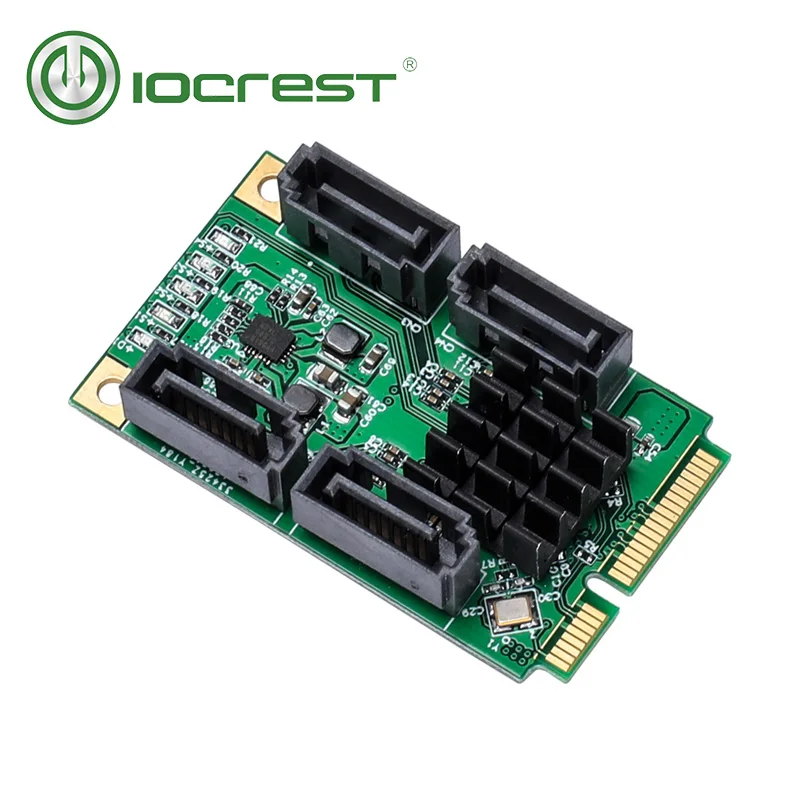 IOCREST 4 порта SATA III 6G мини PCI Express Marvel 88SE9215 контроллер карты SATA3.0 мини pci express ssd адаптер карты