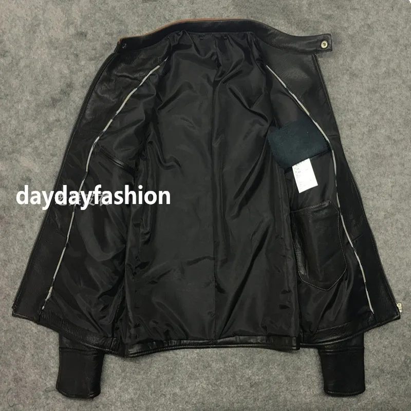 Мужская кожаная куртка из овечьей кожи облегающая натуральной Росомахи