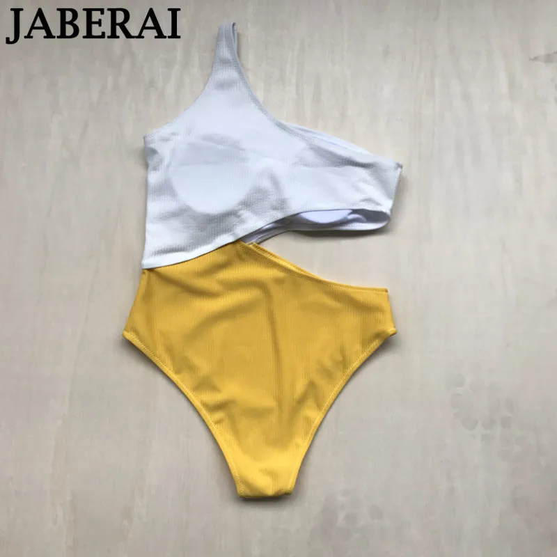 Женский слитный купальник JABERAI желтый с пуш-ап подкладкой монокини пляжный