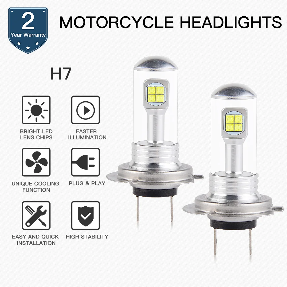 

Head Light Bulb H7 LED For Honda CBR600RR CBR1000RR CBR125R CBR600F4i CBR 600RR ABS Goldwing 1800 Suzuki GSX-R GSXR 600 750 1000