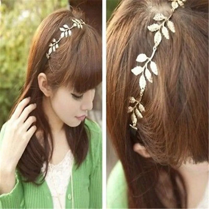 Женская винтажная повязка на голову элегантная эластичная в виде листьев|headband