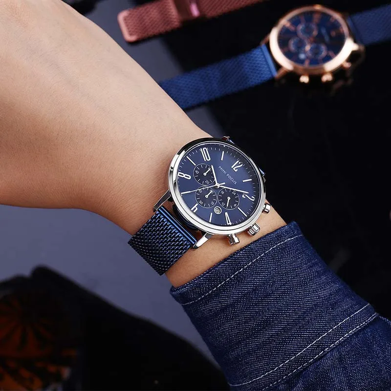 

Fashion Mens Watches Top Brand Luxury Quartz Watch Men Casual Mesh Steel Date Waterproof Sport Watch Relogio Masculino