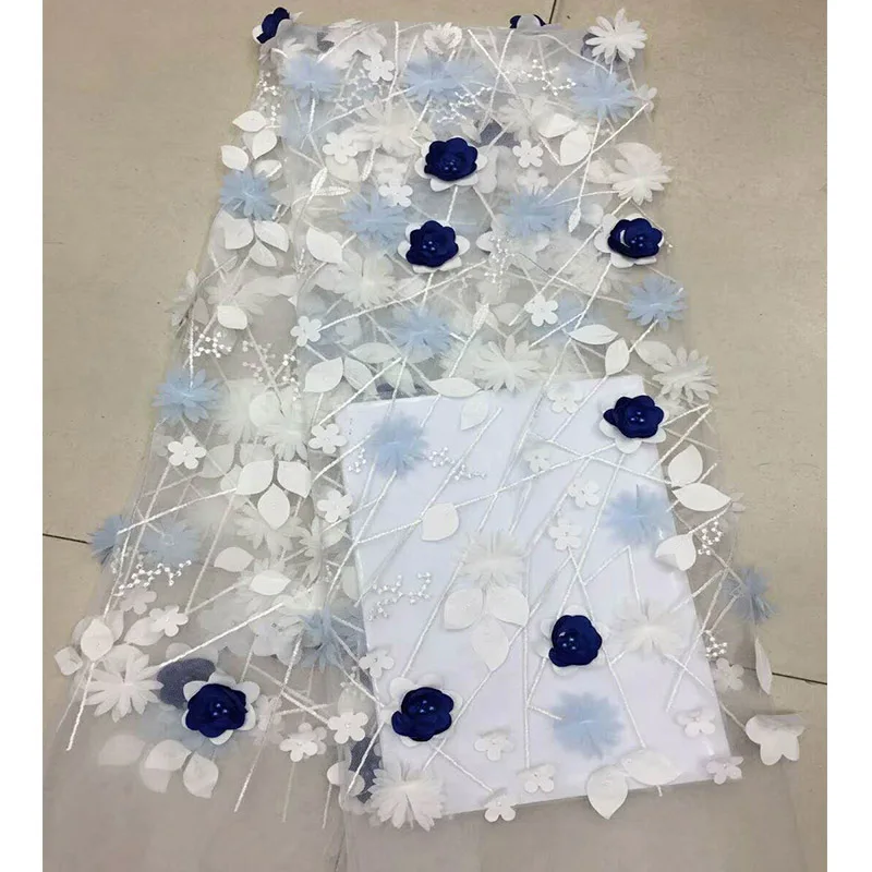 Nigerian Lace Fabric 2018 High Quality Purple 3D Flower African Fabrics Embroidery French For Bridal | Дом и сад