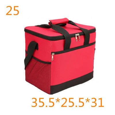 red 25L bag 20L 25L большая сумка для обеда, Термосумка для пикника, большая сумка-холодильник, пакет для льда, еды, напитков, вина, термос, теплоизоляционная сумка на плечо для транспортного средства - Цвет: red 25L bag