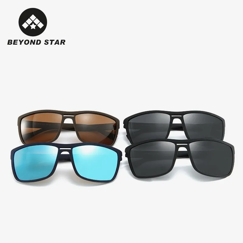 BEYONDSTAR Новые квадратные мужские солнцезащитные очки бренд черные поляризованные Летние виды спорта на открытом воздухе зеркальные линзы солнцезащитные очки для мужчин TR35870