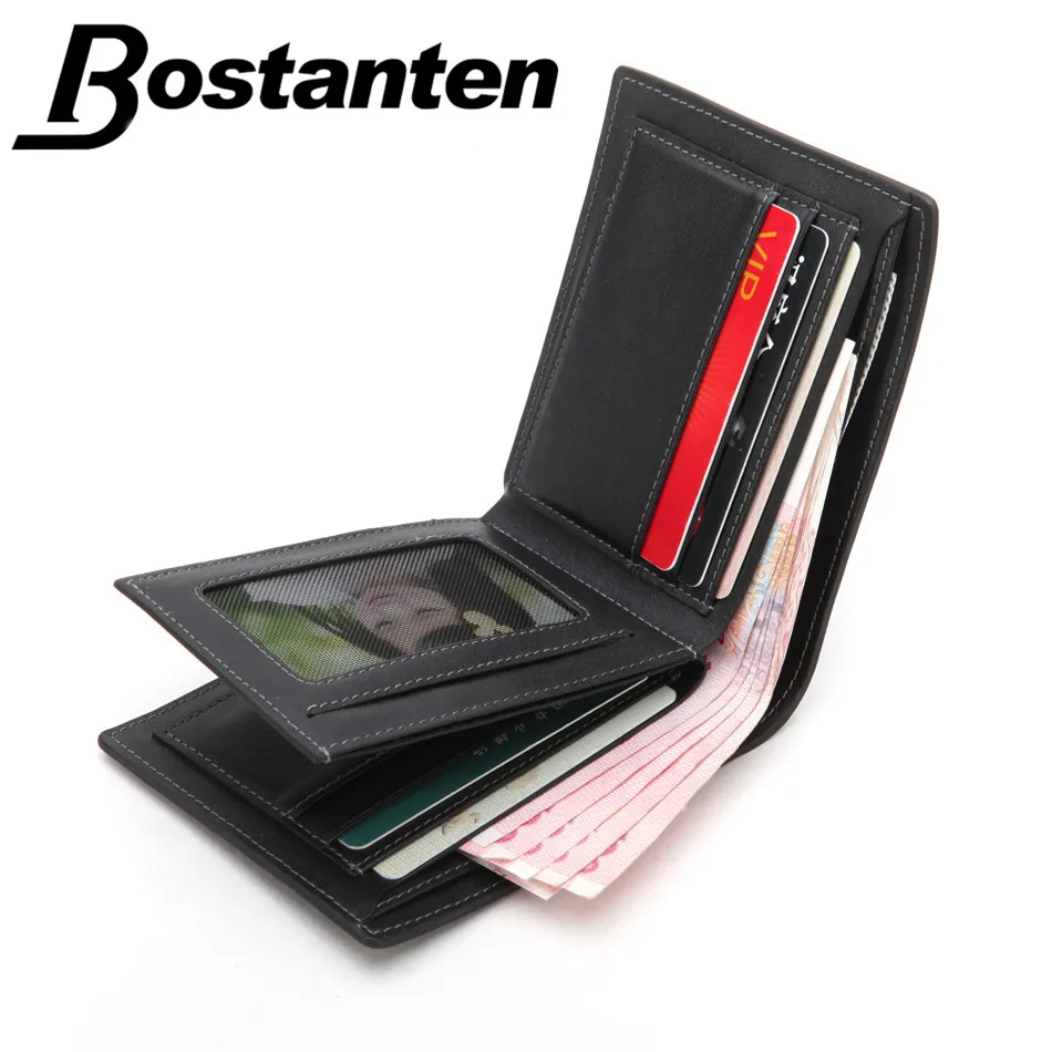 Bostanten Новый Для мужчин короткие Бумажники чёрный коричневый кошелек двойного