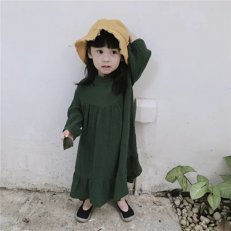 2018 Autumn Toddler Girl Dress Korean Linen Clothings Maxi Clothes | Детская одежда и обувь