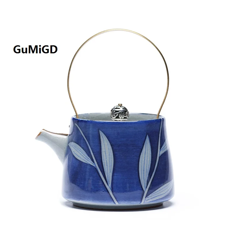 christmas The blue and white porcelain handle teapot painted Jingdezhen ceramic filter pot of Kung Fu tea set | Дом и сад
