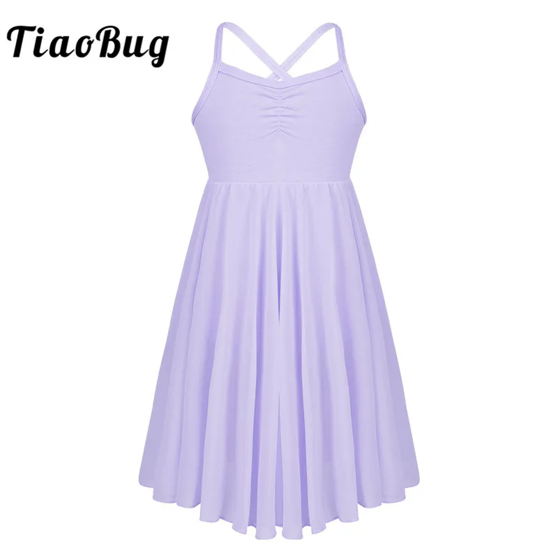 Платье пачка TiaoBug из шифона на бретельках для девочек гимнастическое трико