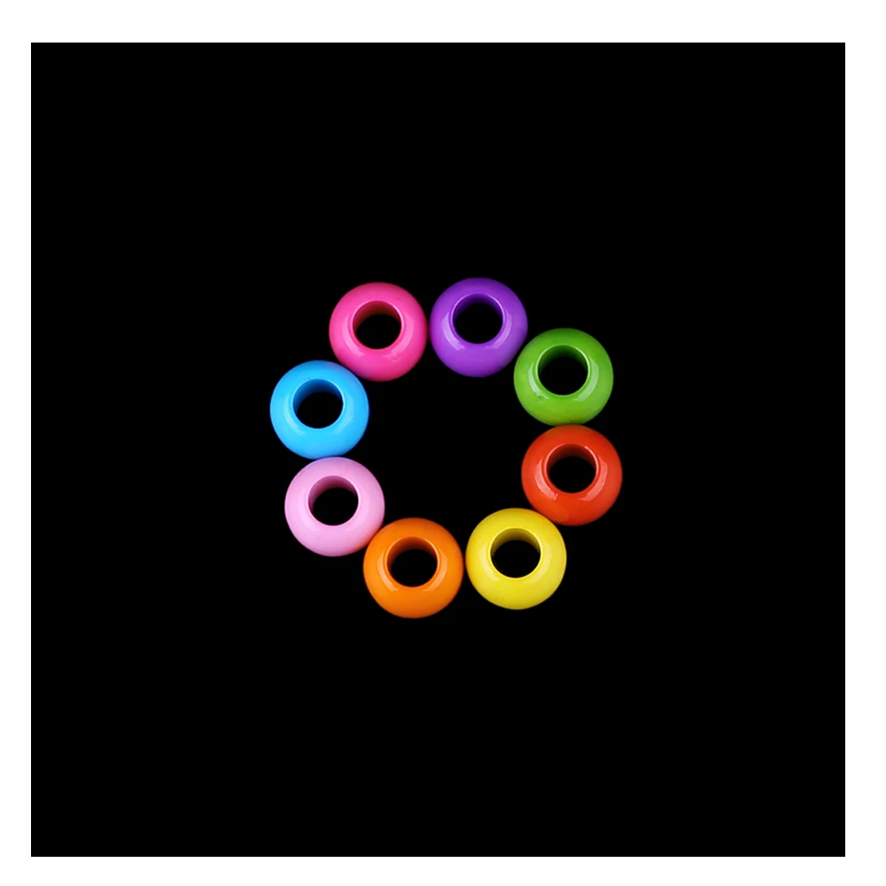 80 шт./лот многоцветные акриловые Круглые бусины с большим отверстием аксессуары