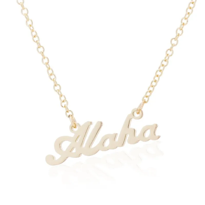 Oly2u Гавайские подвески и ожерелья Aloha с кулоном надписью для женщин ожерелье