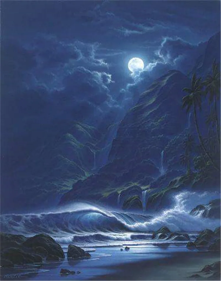 2017 алмазная живопись с лунным светом озера вышивка крестиком узор 5D семейный