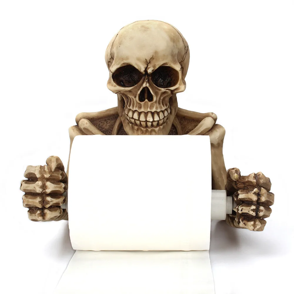 Череп держатель рулона туалетной бумаги полотенца настенное крепление Bone сухой Скелет Ванная комната Декор маленькая ткань коробки керамика