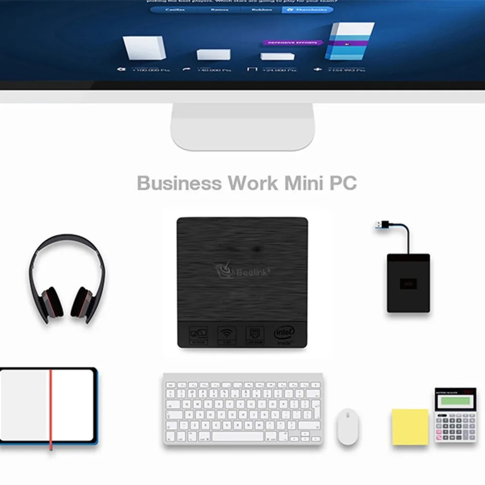 Мини ПК 4+ 64 Гб Intel Atom X5-Z8350 2,4/5,8 ГГц двухдиапазонный WiFi Bluetooth 4,0 Ethernet 1000 Мбит/с