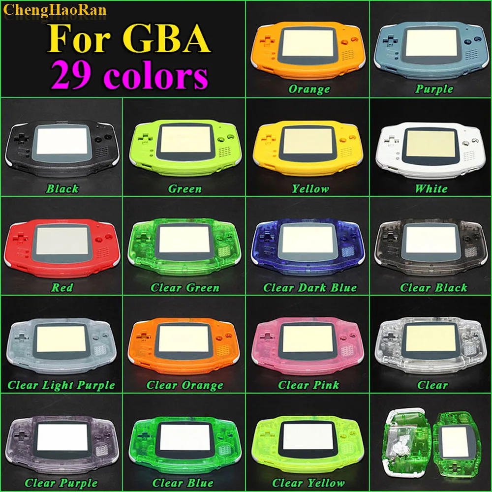 29 моделей, 29 комплектов,, светящийся однотонный чехол, чехол для GBA, чехол для Gameboy Advance Console