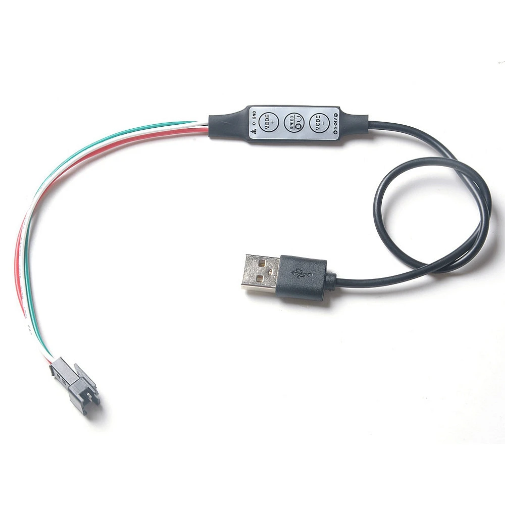 USB кабель для подключения 5 в 3 Pin WS2812 RGB Цифровой светодиодный пиксель полосы с 3key Кнопка контроллер WS2812B WS2811 JST разъем