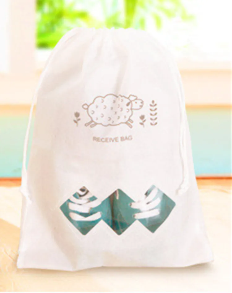 shoes bag white Обувь для путешествий с героями мультфильмов, сумка для хранения одежды, сумка на шнурке для обуви для мужчин и женщин, сумки для путешествий, органайзер, упаковка, куб, Прямая поставка - Цвет: shoes bag white