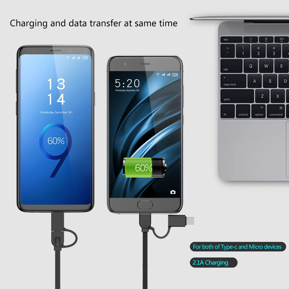 USB кабель 2 в 1 для samsung Note 9 8 S9 S8 plus huawei mate 20 pro, шнур для быстрой зарядки и передачи данных, USB C mi cro кабель для Xiaomi mi A2