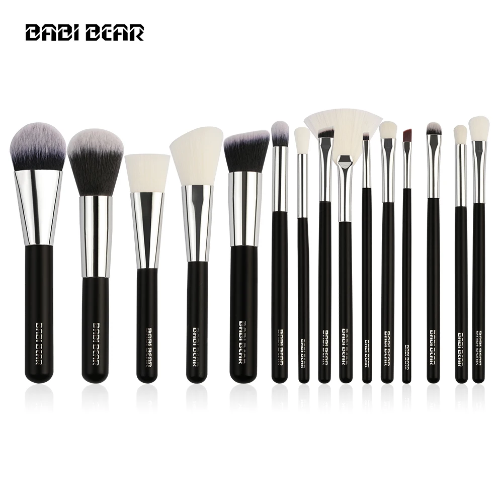BABI BEAR 15 шт. черные кисти ля макияжа Набор для основы пудры румян хайлайтер тени