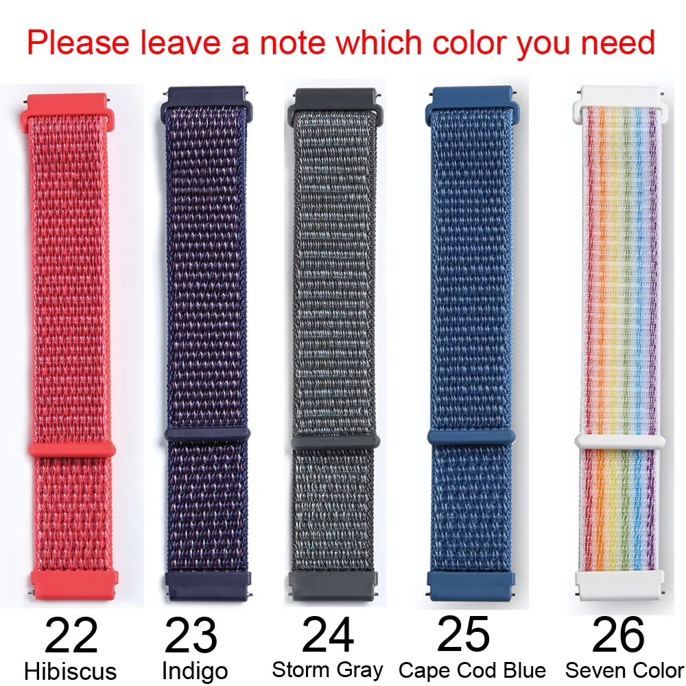 22 23 24 25 26 Ремешок 22 20 мм для samsung gear Sport S2 S3 Classic Frontier Watch Band Pebble Time steel Galaxy Watch 42 46mm Huami Amazfit Bip - Цвет ремешка: 22 23 24 25 26