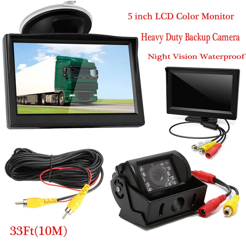 5XP YuanTing Backup Camera for Truck High Definition Waterproof Night Vision 18 IR Light with 12V/24 Power System 5'' TFT Monitor - Название цвета: 5XP