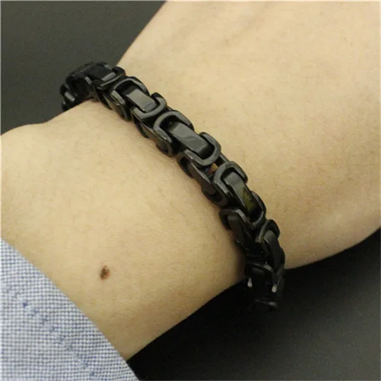 Прочный черный Байкерский браслет из нержавеющей стали 316L 22 см 4/6/8 мм