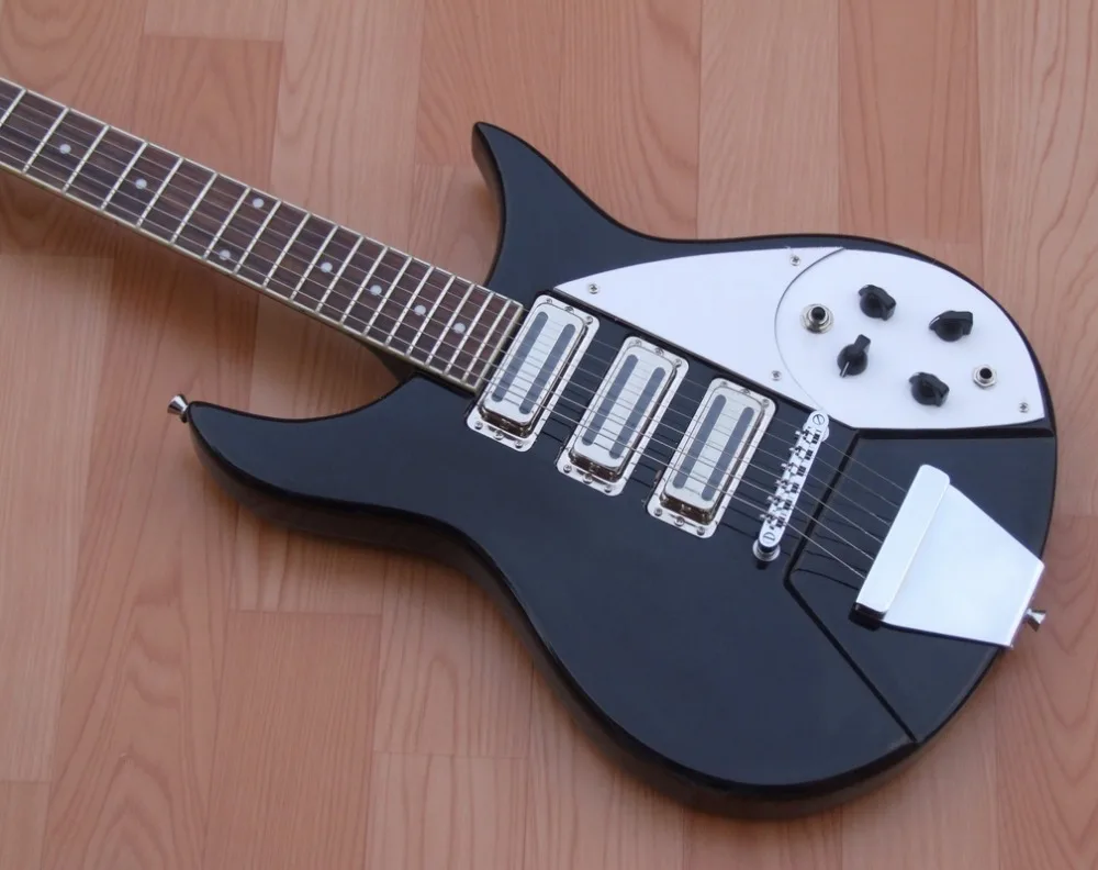 2017 грот Черный Рик 330 стиль электрогитара хромовое оборудование 3 x тостерный