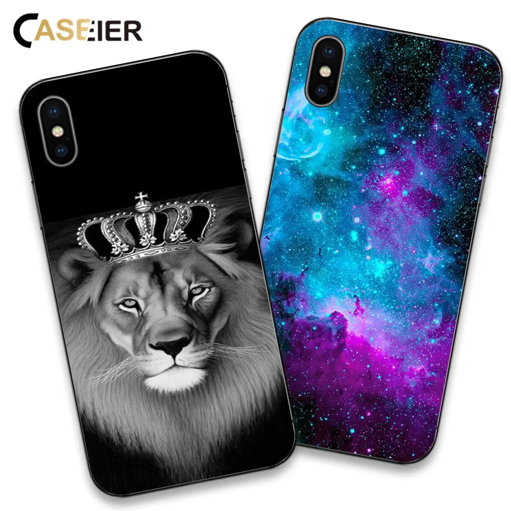 Caseier Лев Телефон чехол для iPhone 6 6S Plus 7 8 x Мягкий силиконовый Samsung S6 S7 edge S8 Note