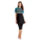 Размера плюс Мусульманский купальник, Женский скромный пэчворк, закрытый купальник с коротким рукавом, ислам ic хиджаб, ислам Буркини, одежда для купания