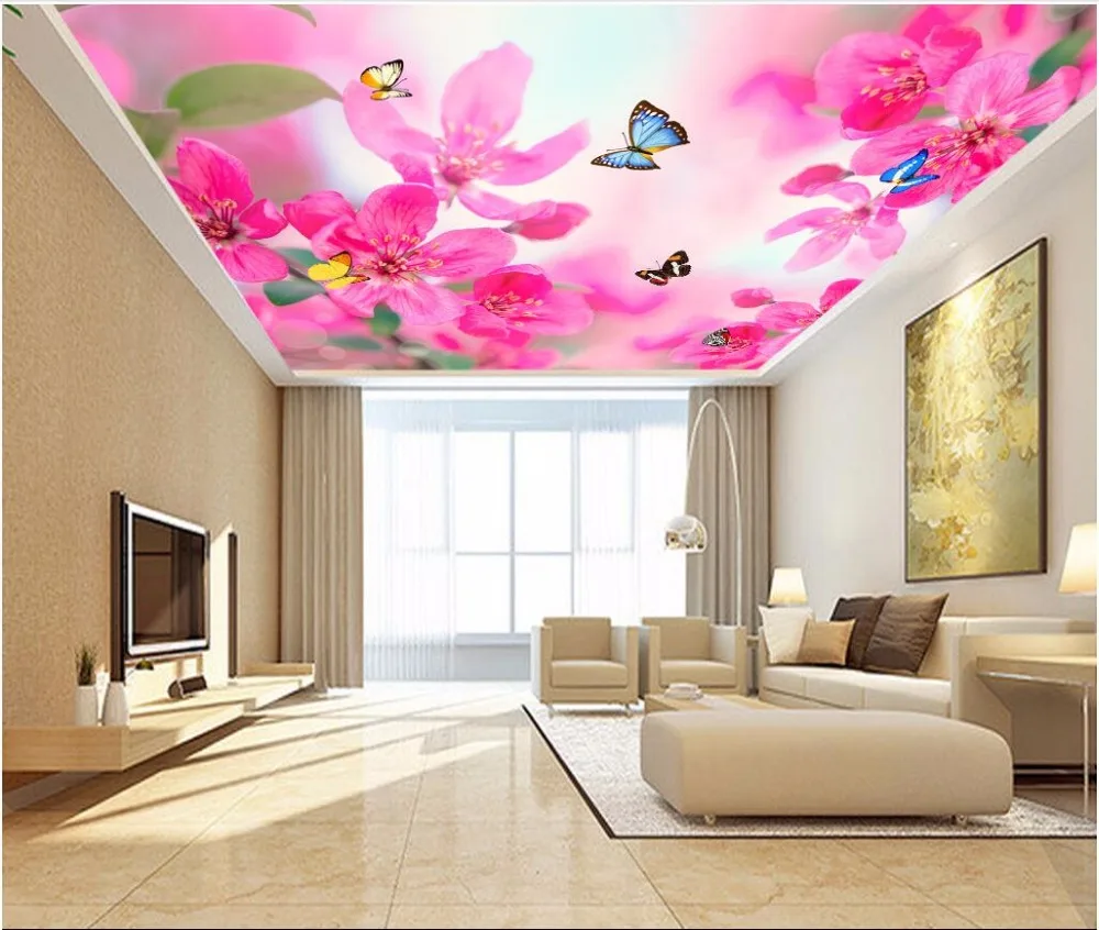 

3d ceiling murals wall paper Dream flower butterfly decor painting 3d wall murals wallpaper for living room walls 3 d