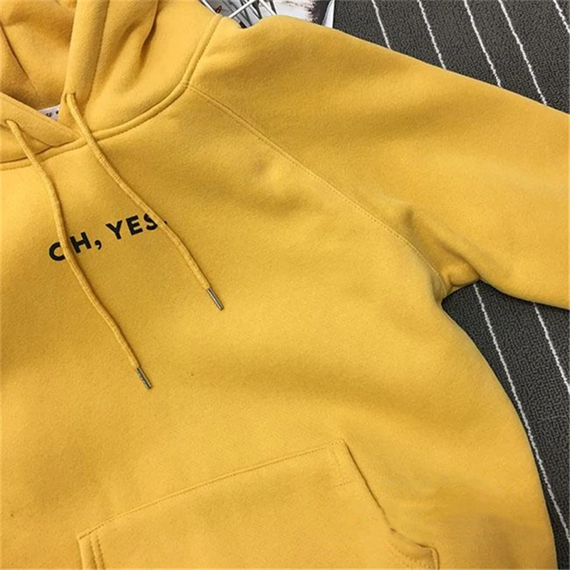 2017 Autumn Winter Women Hoodies Sweatshirts korean Fleece Oh Yes Letter Harajuku Women's Tracksuit Thick Loose Pullover Top 743 | Женская