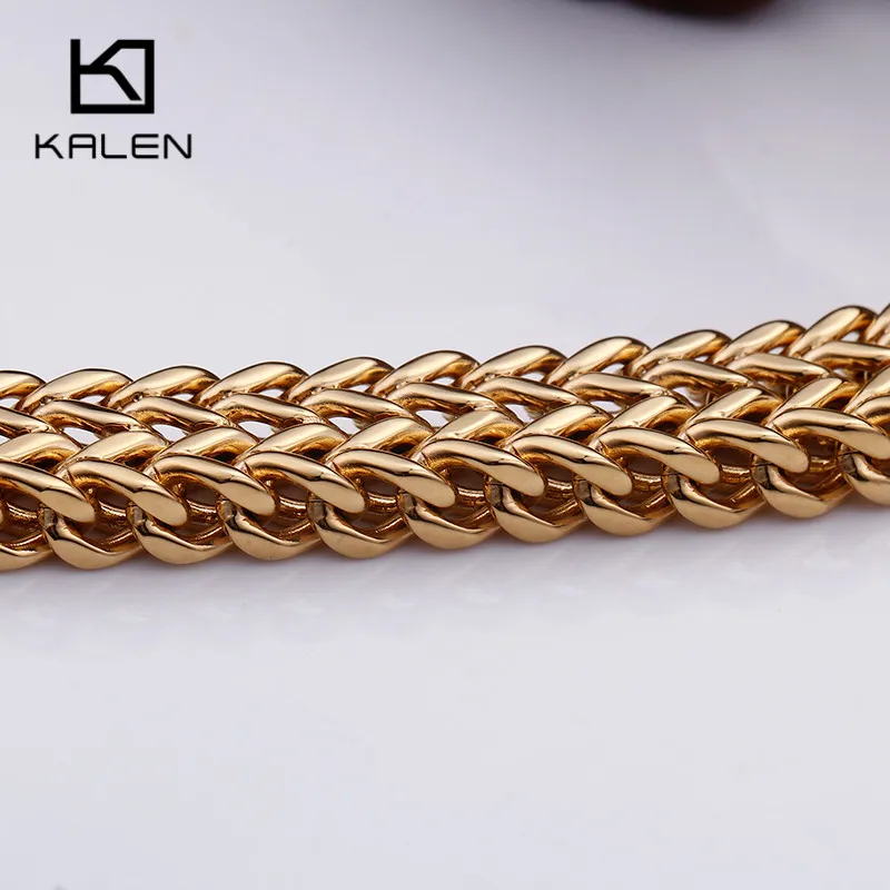 KALEN 316, нержавеющая сталь, звеньевая цепочка, браслеты для мужчин, стразы, очаровательные, трендовые, Дубай, Золотая сетка, браслет на цепочке, мужской подарок на день рождения