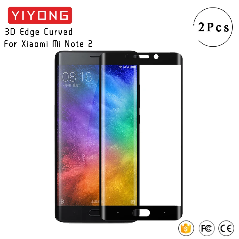 

YIYONG 3D Edge Curved Glass For Xiaomi Mi Note 2 Tempered Glass On Xiomi Mi Note2 Screen Protector For Xiaomi Note 2 Glass 5.7"
