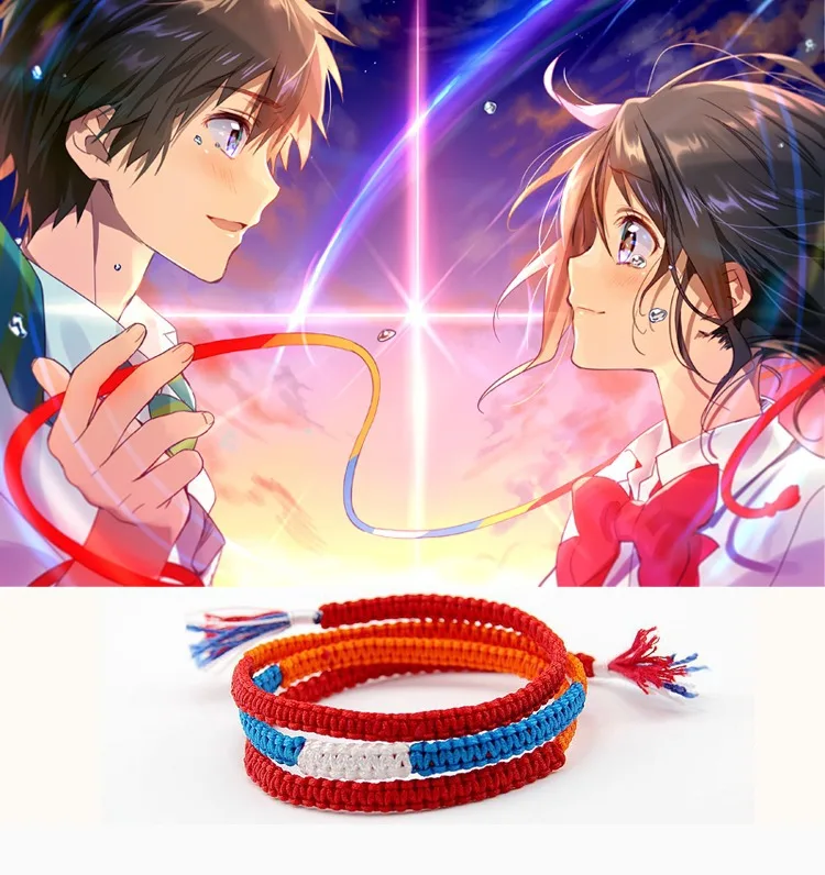 Kimi no Na wa ваше имя Mitsuha Miyamizu Taki Tachibana Косплей веревочный браслет ручной работы