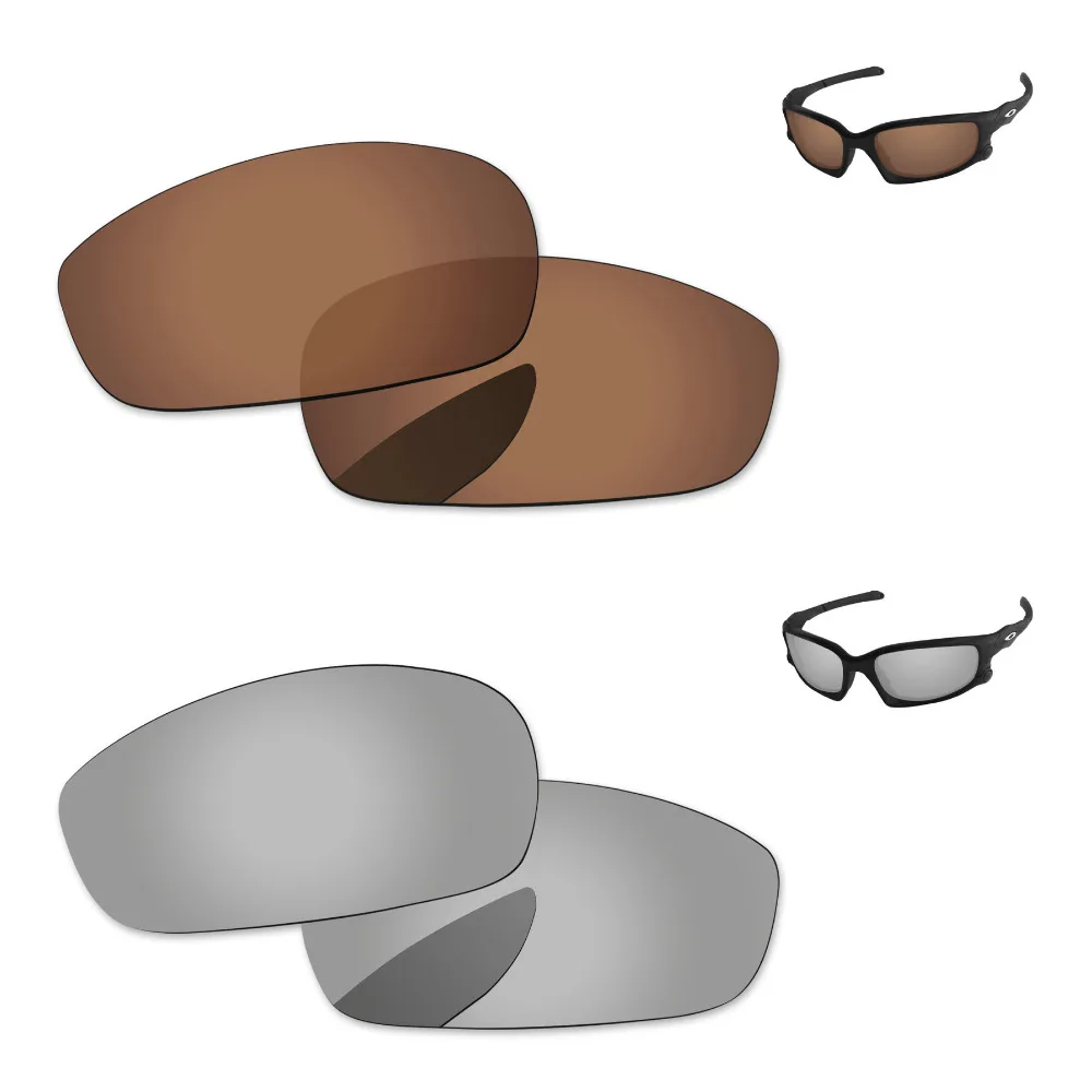 

Хромированные серебристые и медные коричневые 2 пары поляризованных сменных линз для сплит солнечные очки к куртке оправа 100% UVA & UVB защита