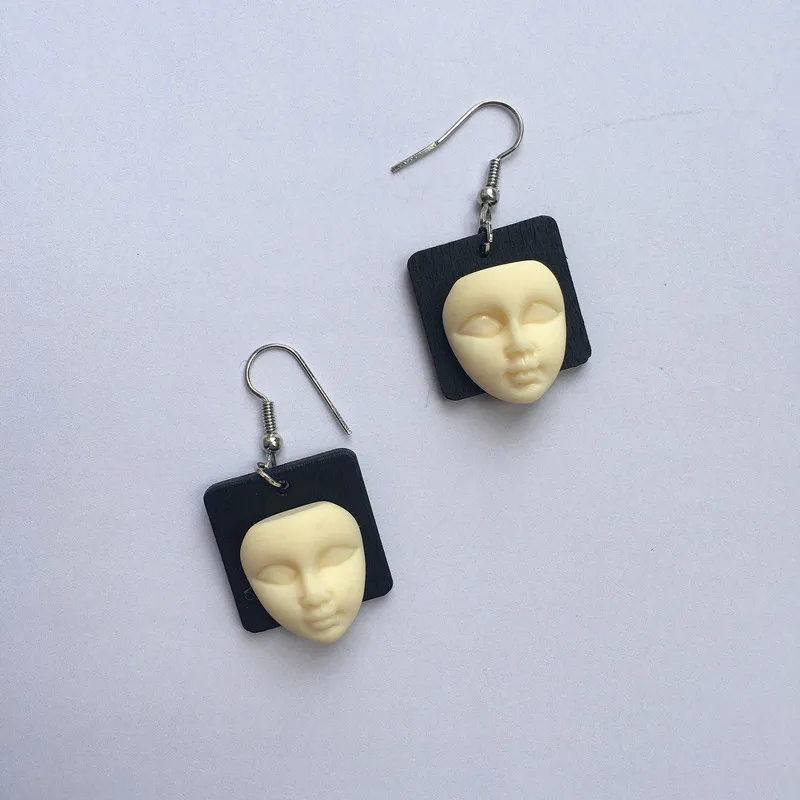 Minimalist Retro Geometric Wooden Earrings For Women Fashion Abstract Face 3 Color Vacation Ornaments | Украшения и аксессуары