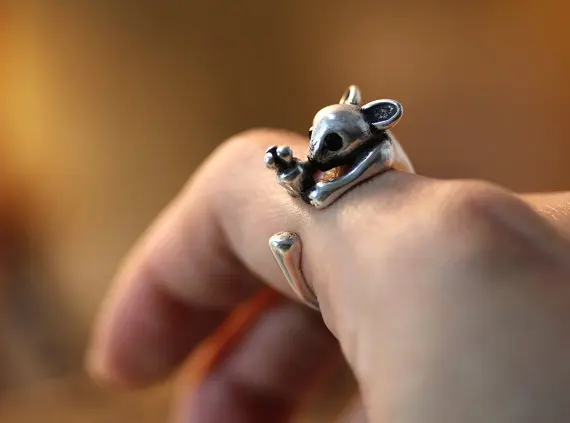 Ретро кенгуру кольцо Регулируемый Животных антикварная подвеска в тон серебра